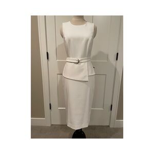 Elegant White House Black Market Ivory Sleeveless Dress